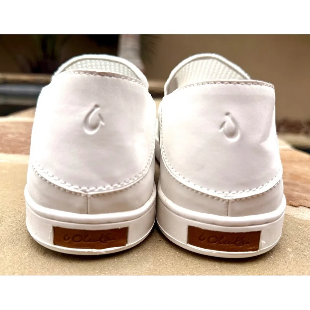 OluKai Pehuea Women's 11 White Mesh Slip On Sneakers Casual Comfort Shoes